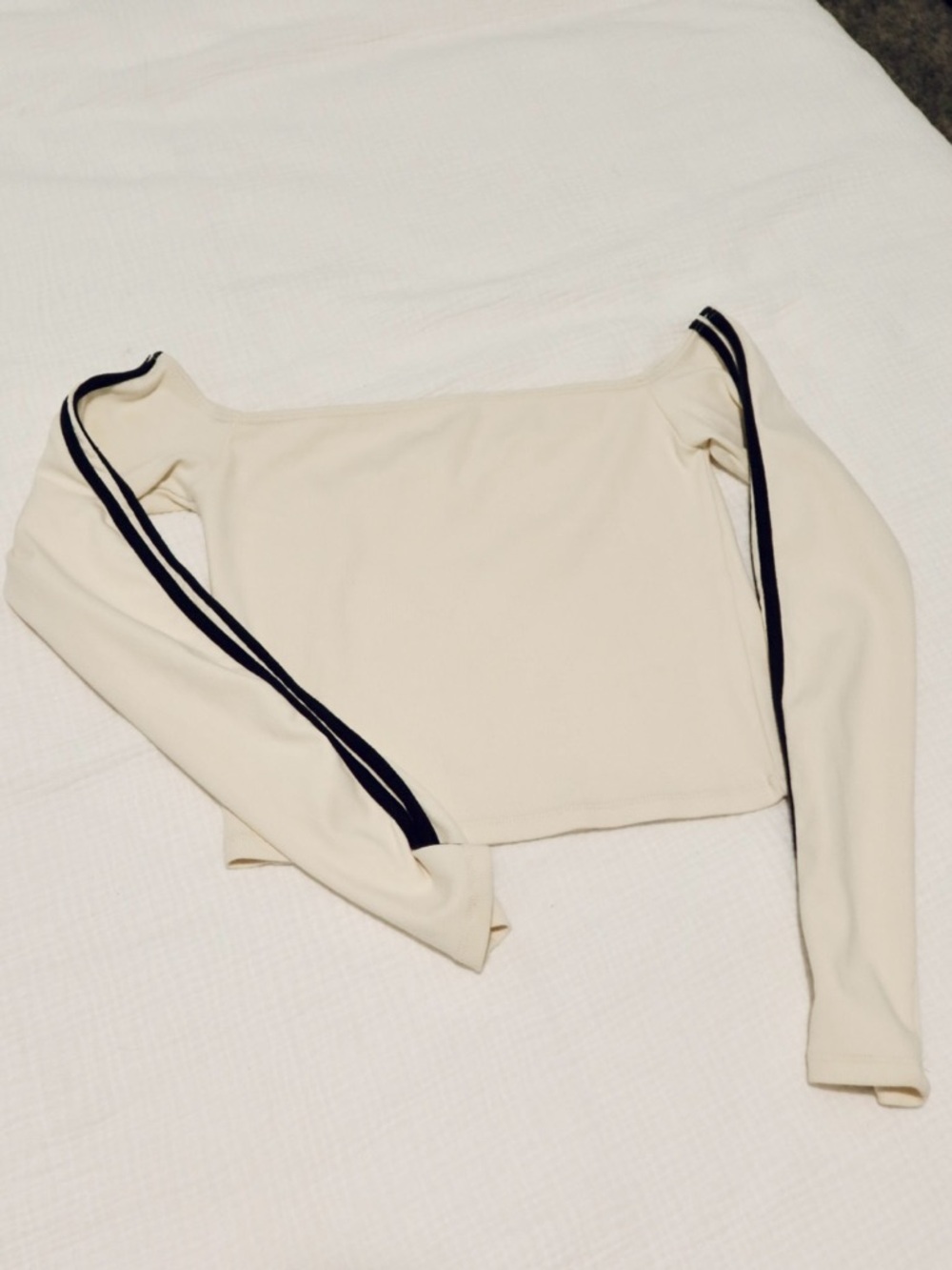 OAK + FORT Cream Ribbed Crop Top